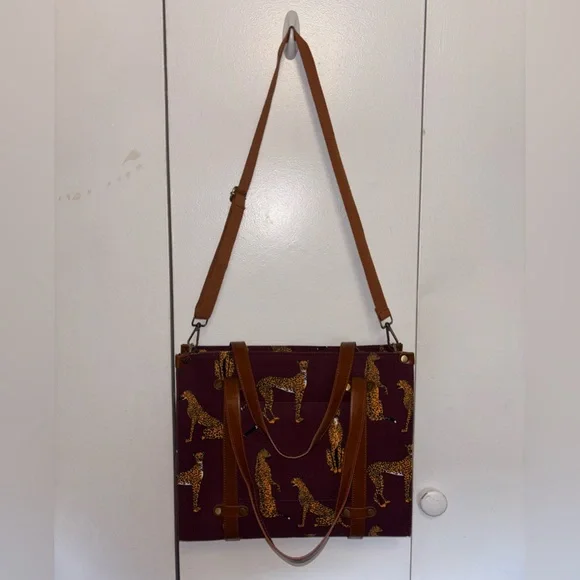 Modcloth Maroon Leopard Print Tote Bag - Picture 8 of 9